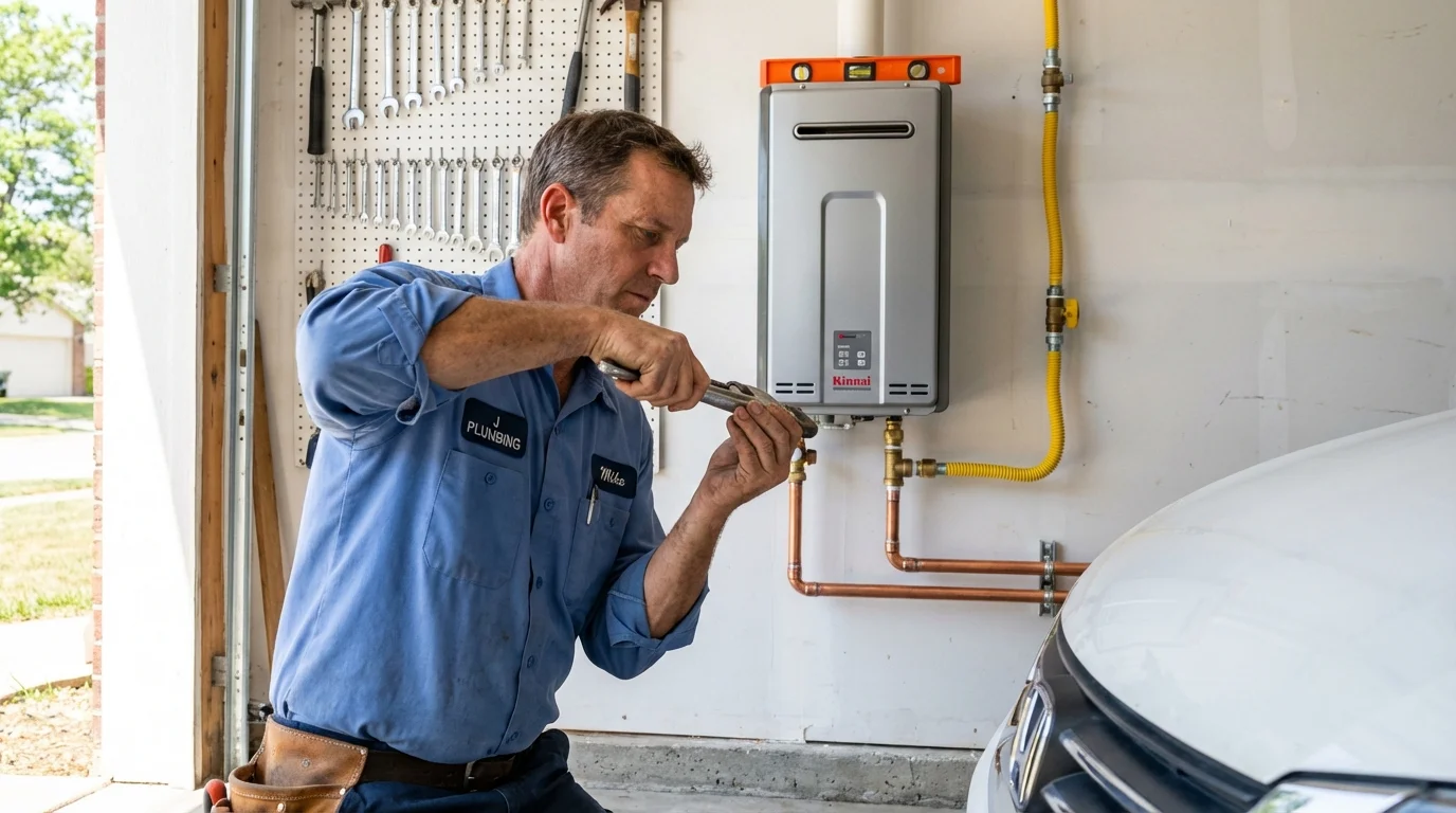 Tankless water heater installation by a Johns Plumbing LLC plumber in Fort Yates